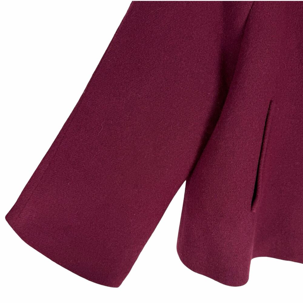J. Crew Cropped Wool Blend Swing Coat Vintage Burgundy Size M Petite - Picture 7 of 12